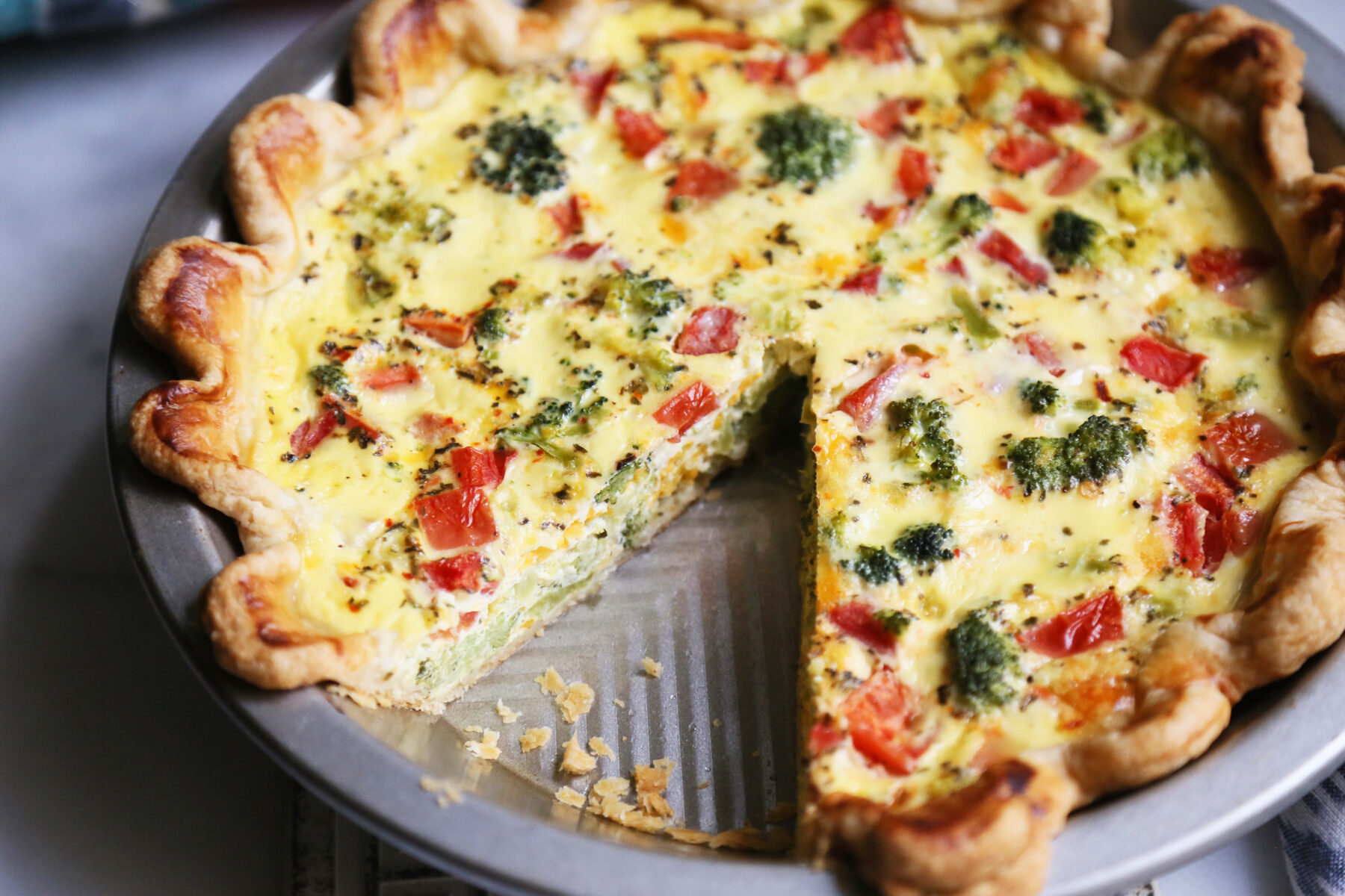 Broccoli Cheddar and Tomato Quiche - Supper With Michelle